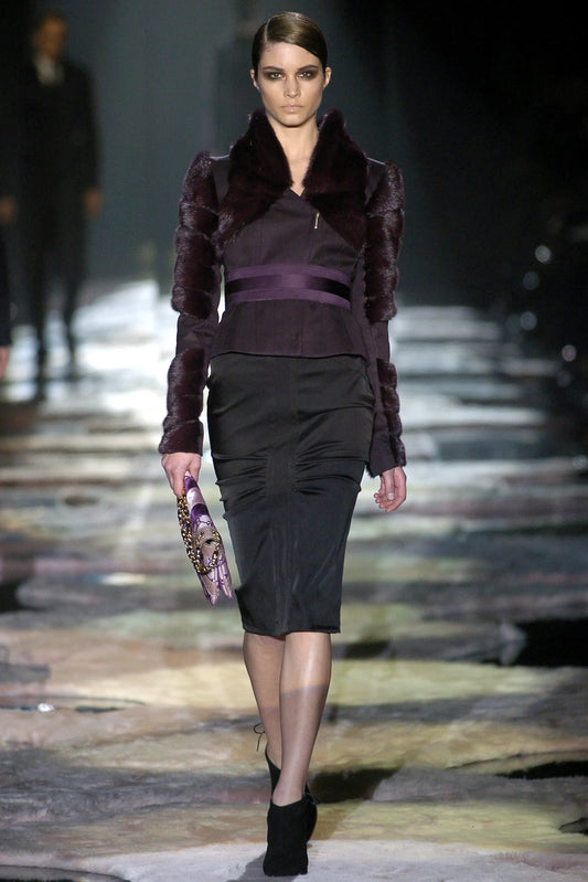 Gucci FW 2004 black ruched longsleeve dress