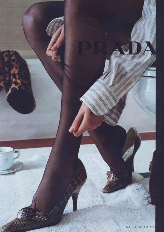 Prada FW 2003 black heels with flower detail