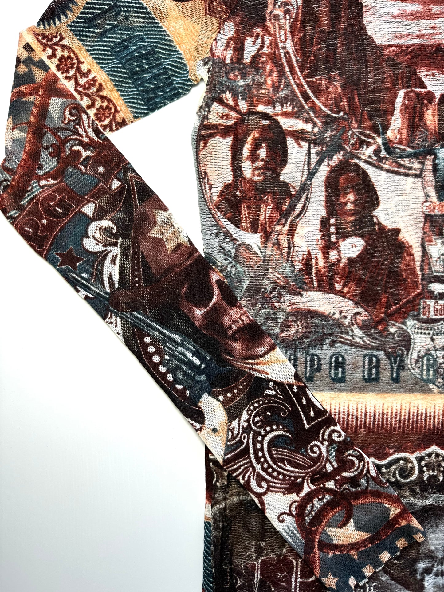 Jean Paul Gaultier 2004 brown and grey printed top