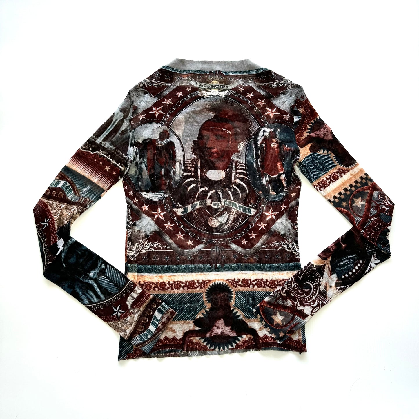 Jean Paul Gaultier 2004 brown and grey printed top