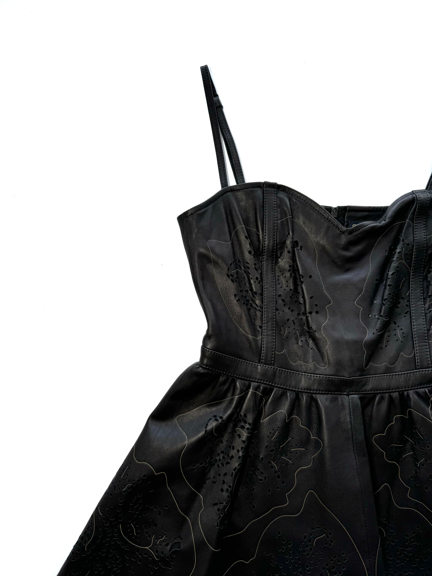 Roberto Cavalli black leather mini-dress