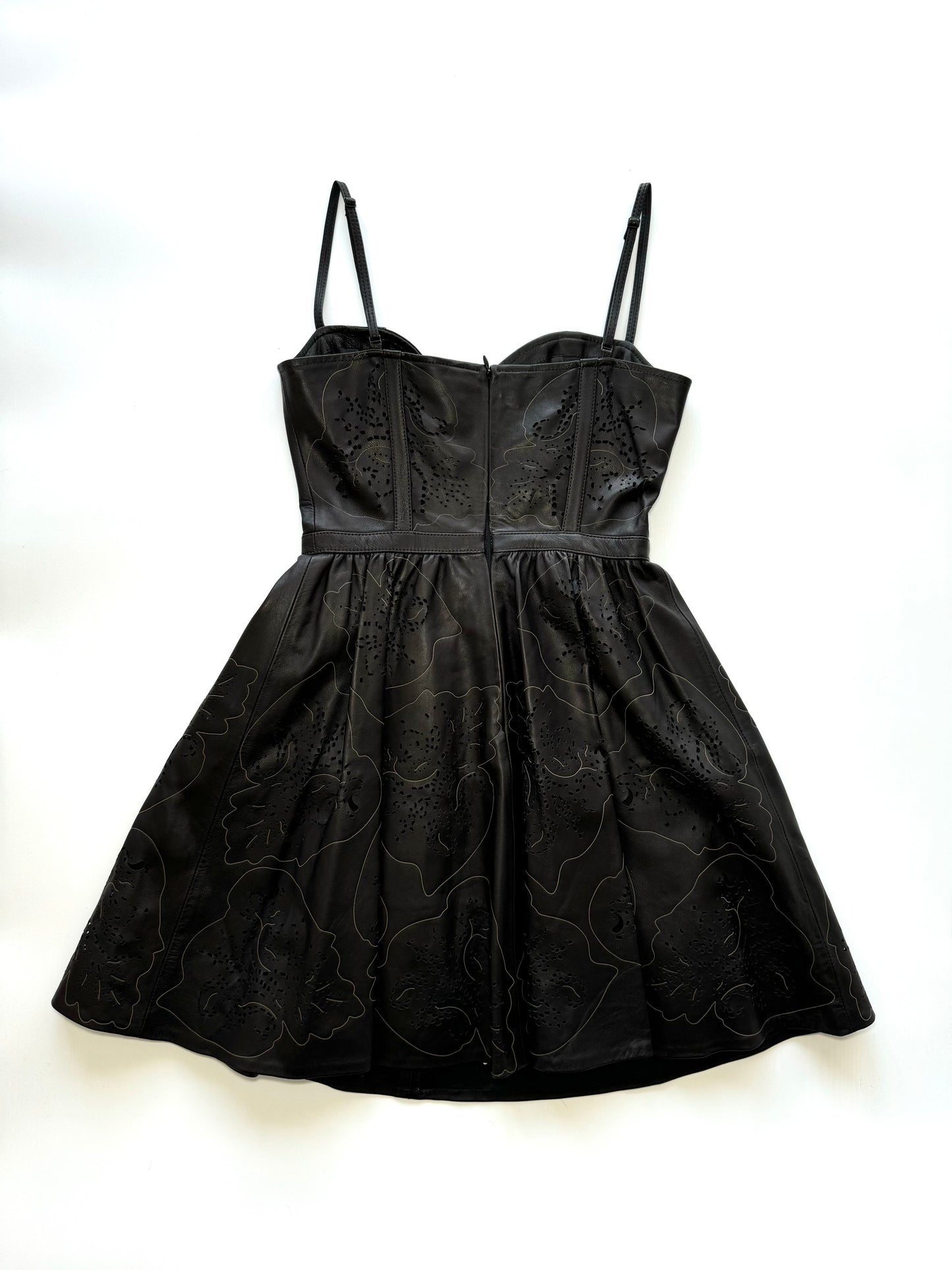 Roberto Cavalli black leather mini-dress