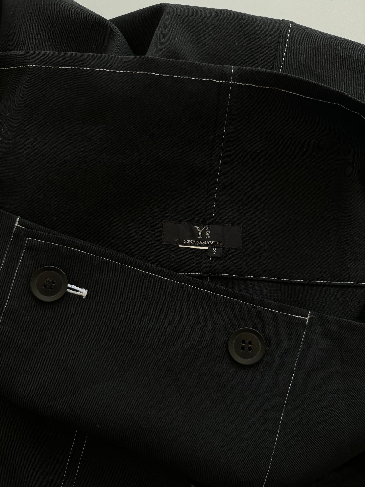 Yohji Yamamoto Y’s black off-shoulder coat