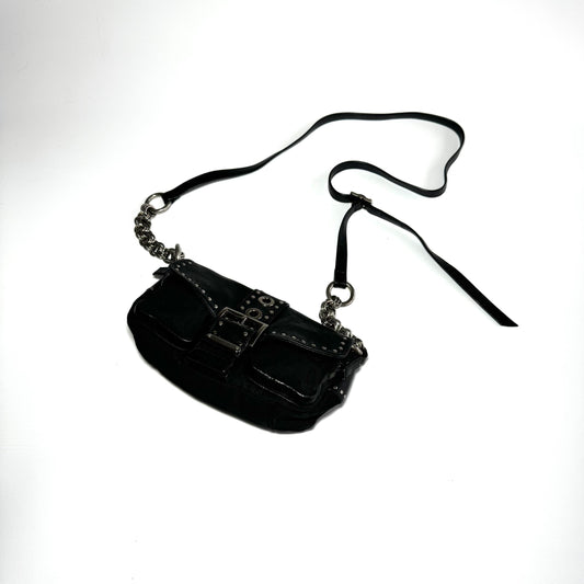 Prada black nylon and leather crossbody bag