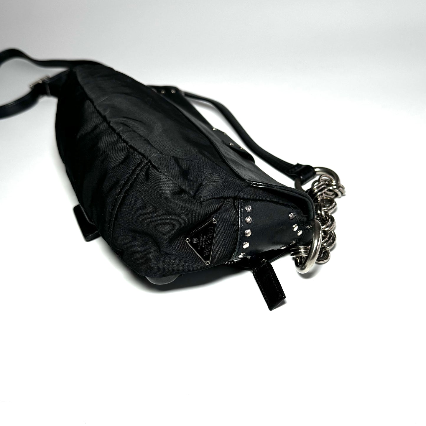 Prada black nylon and leather crossbody bag