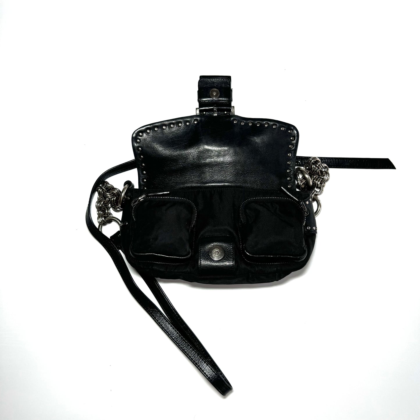 Prada black nylon and leather crossbody bag