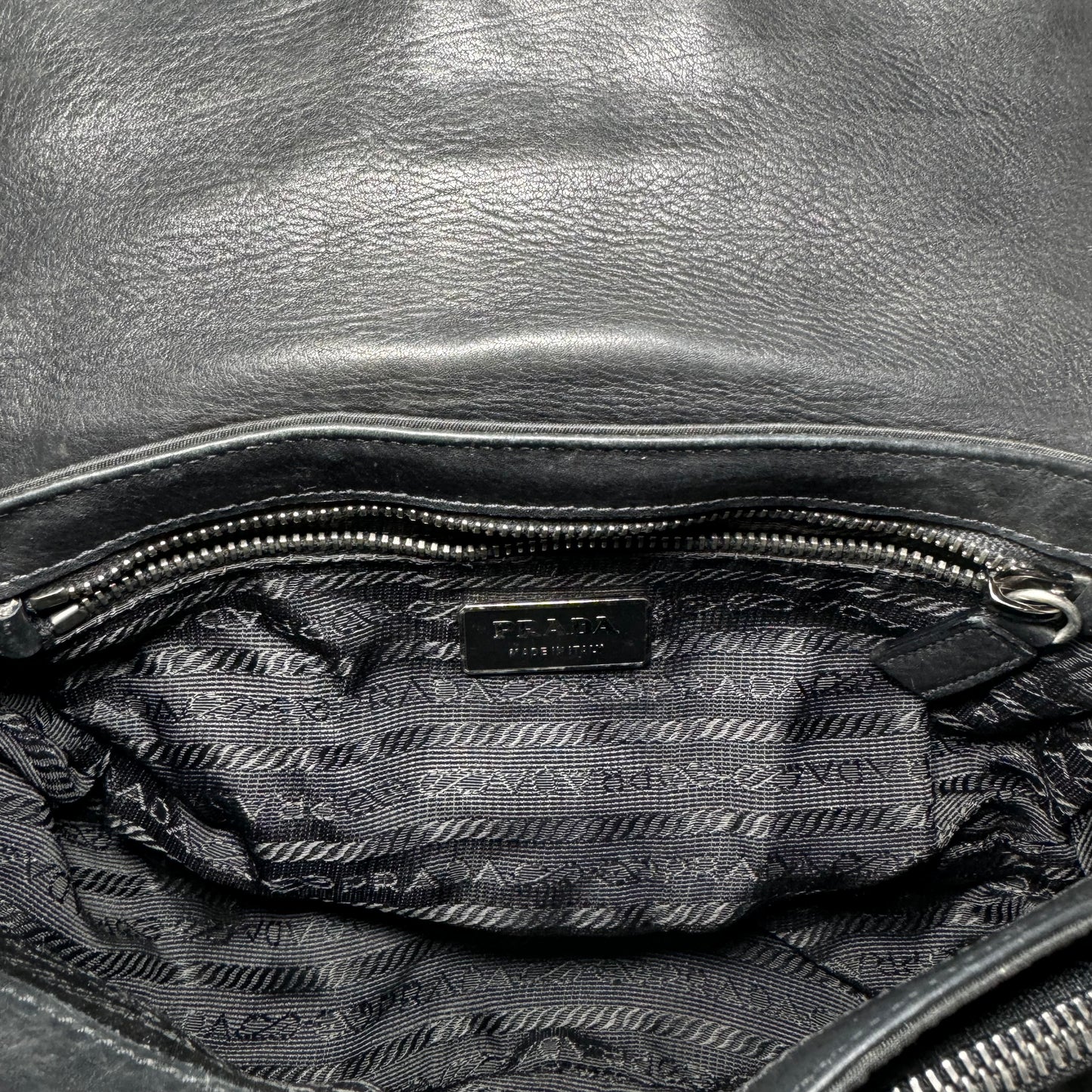 Prada black nylon and leather crossbody bag