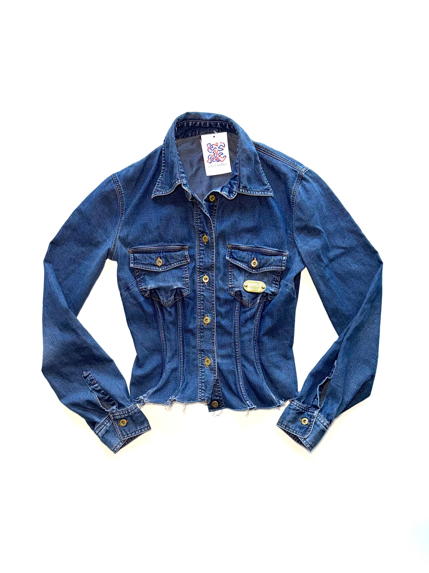 Dolce & Gabbana blue corseted denim shirt