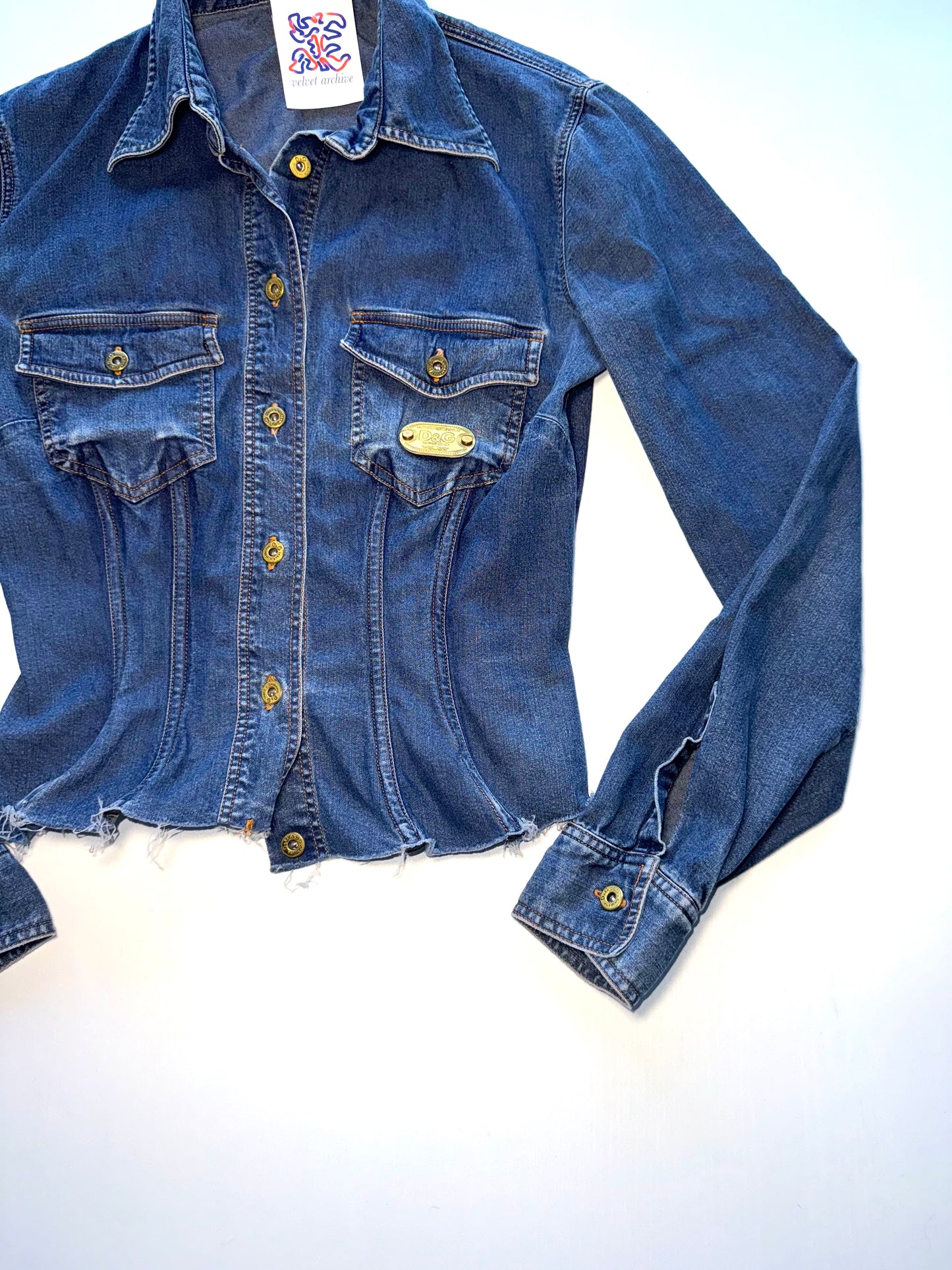 Dolce & Gabbana blue corseted denim shirt