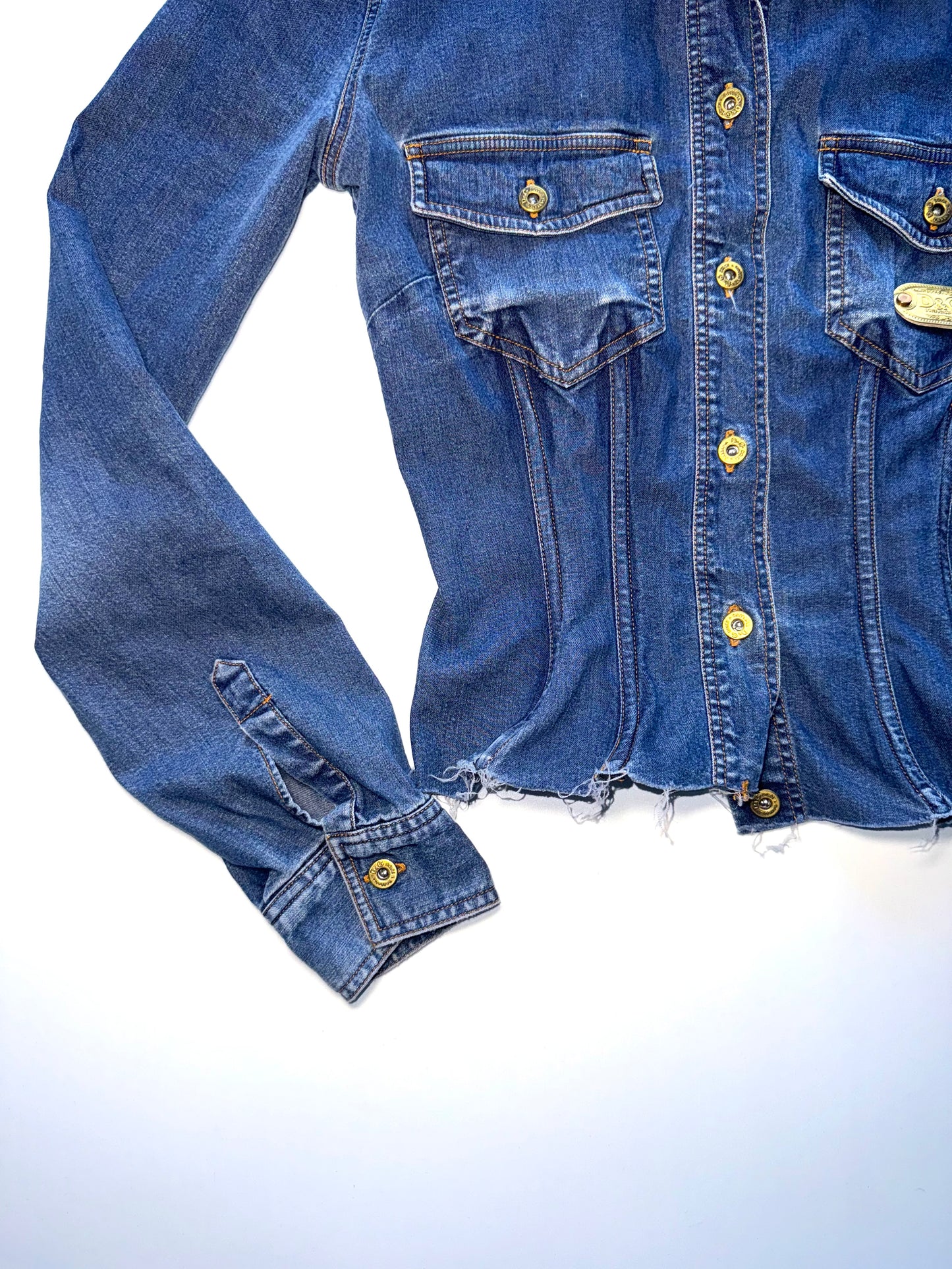 Dolce & Gabbana blue corseted denim shirt