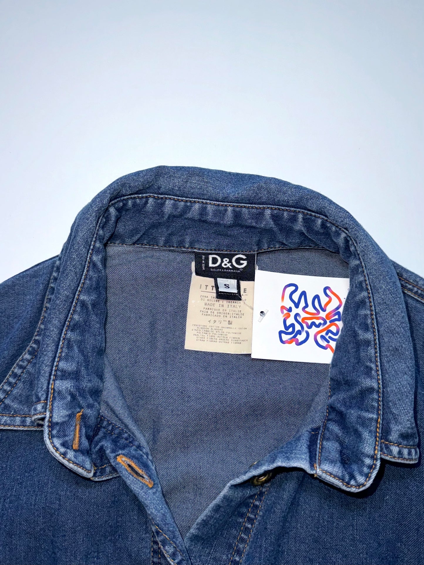 Dolce & Gabbana blue corseted denim shirt