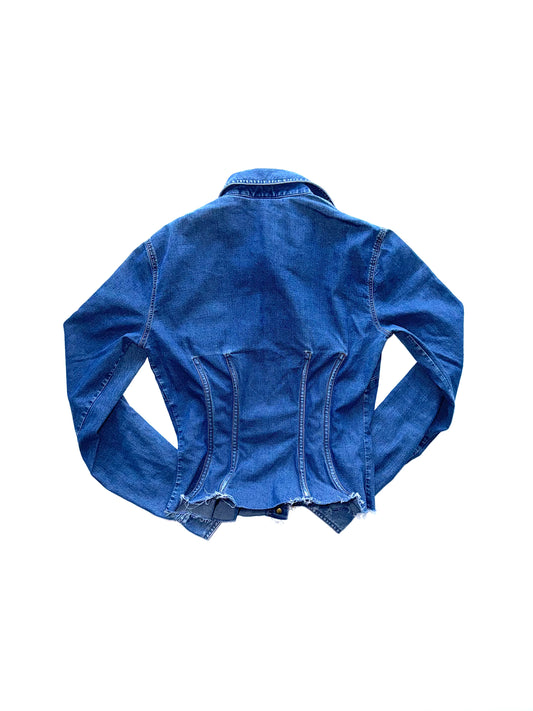 Dolce & Gabbana blue corseted denim shirt