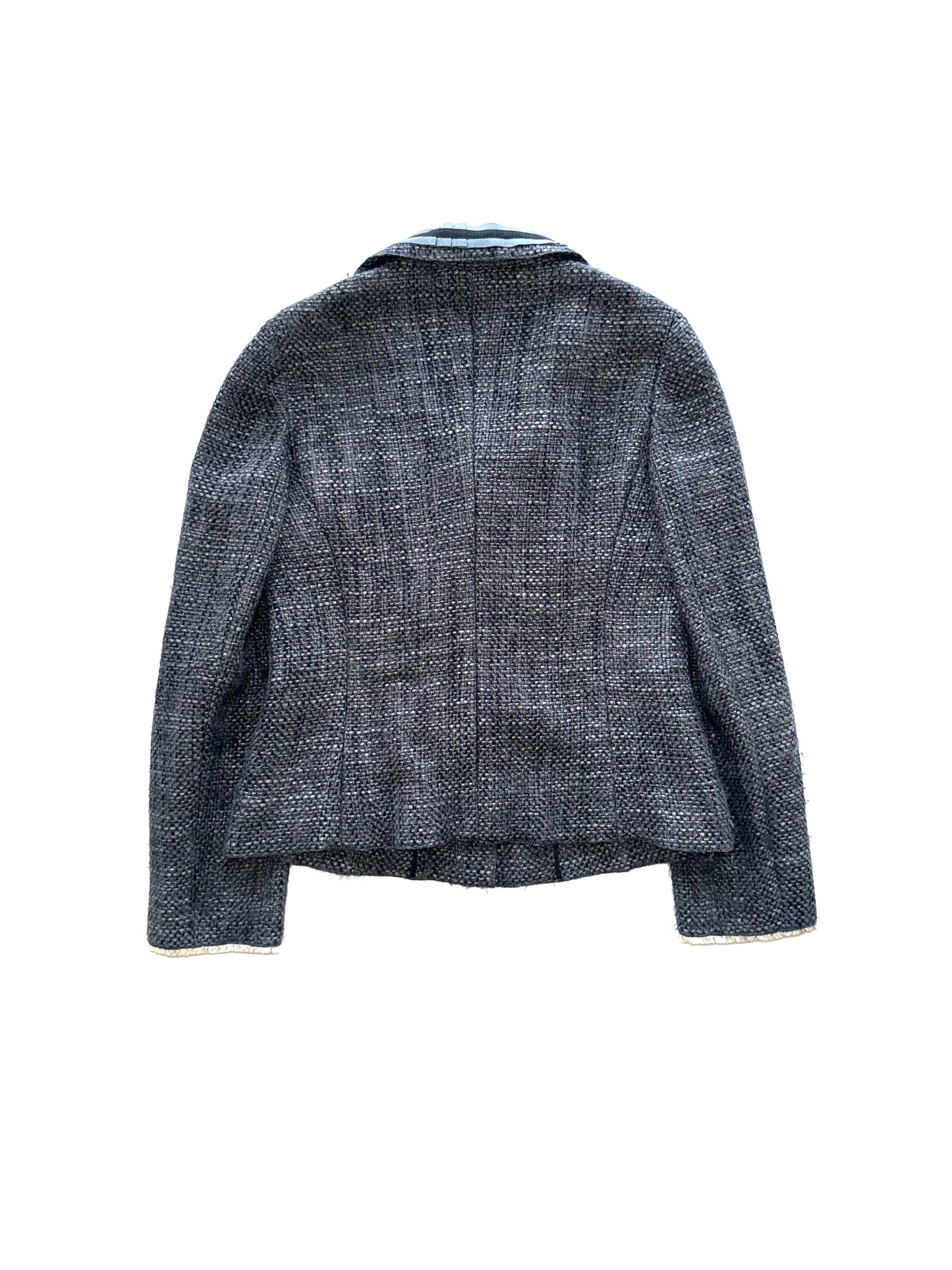 Prada tweed blazer with fur appliqué