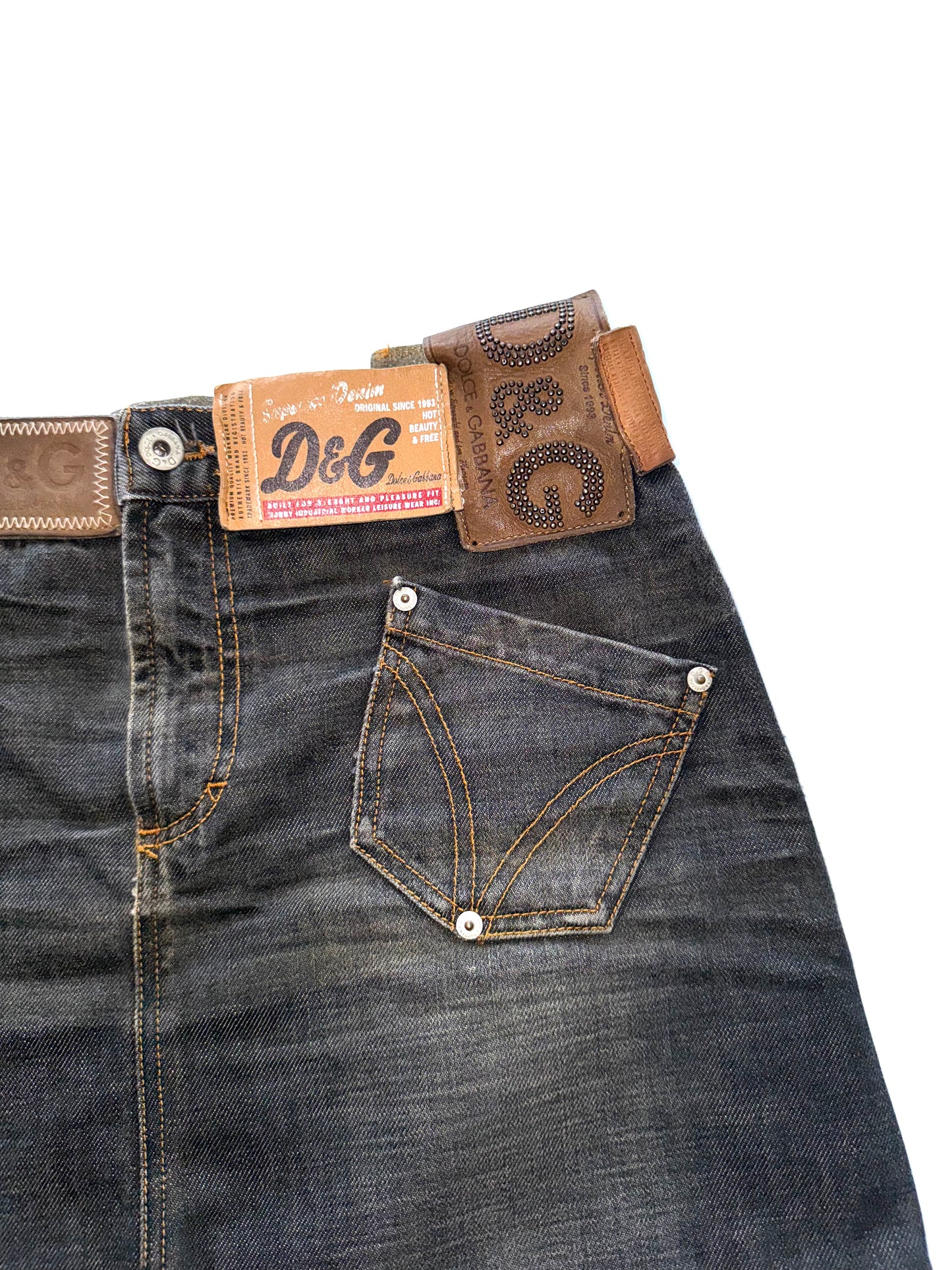 Dolce & Gabbana 2000s labels denim skirt