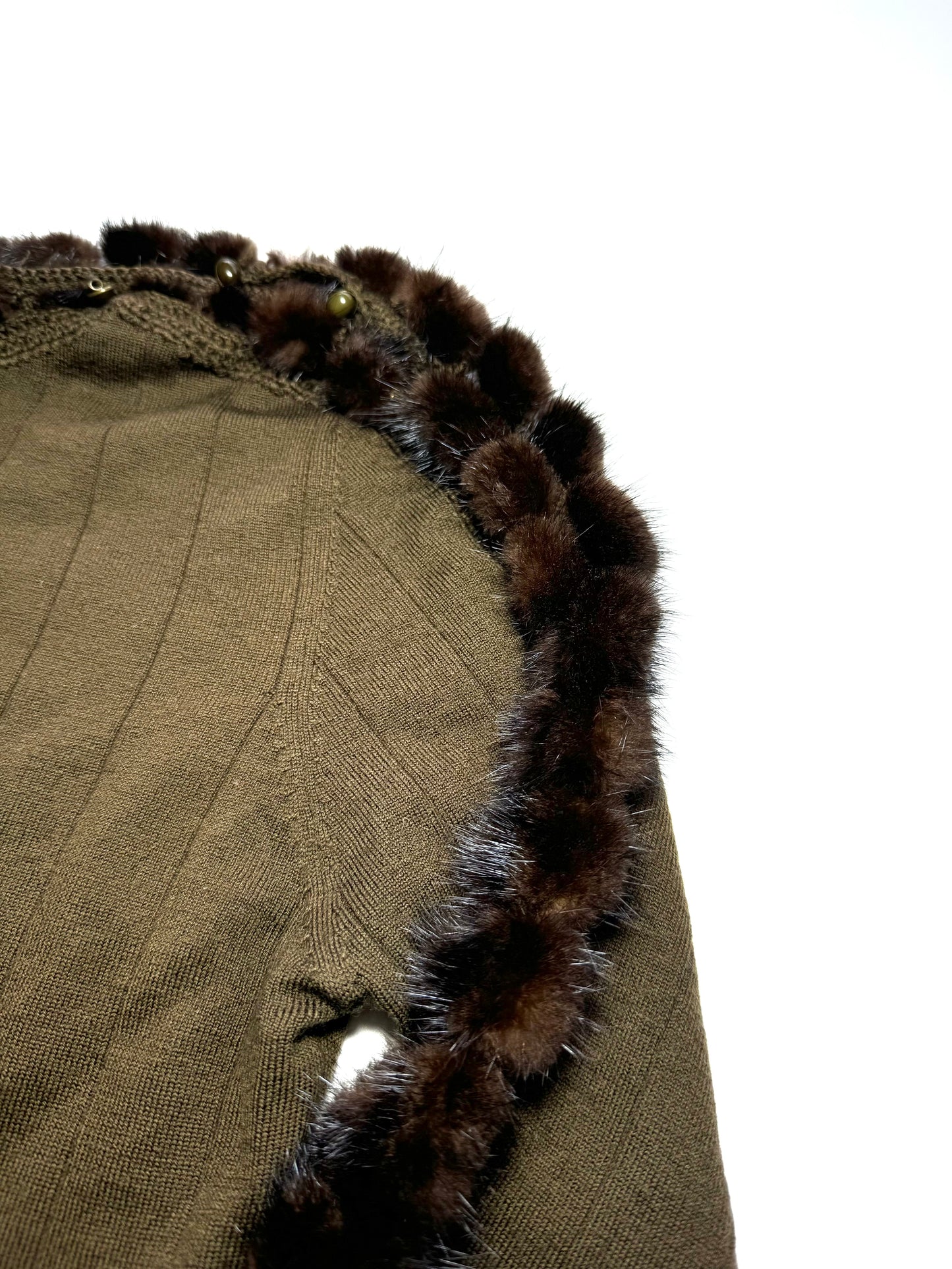 Roberto Cavalli brown top with fur sleeve