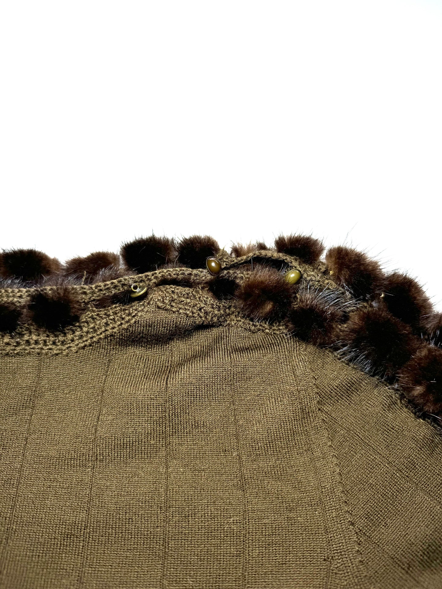 Roberto Cavalli brown top with fur sleeve