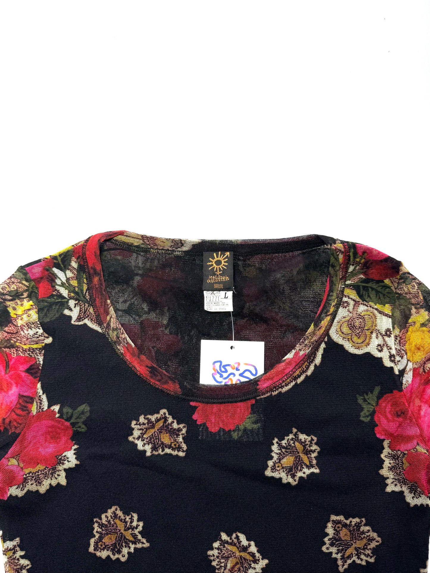 Jean Paul Gaultier floral printed mesh top