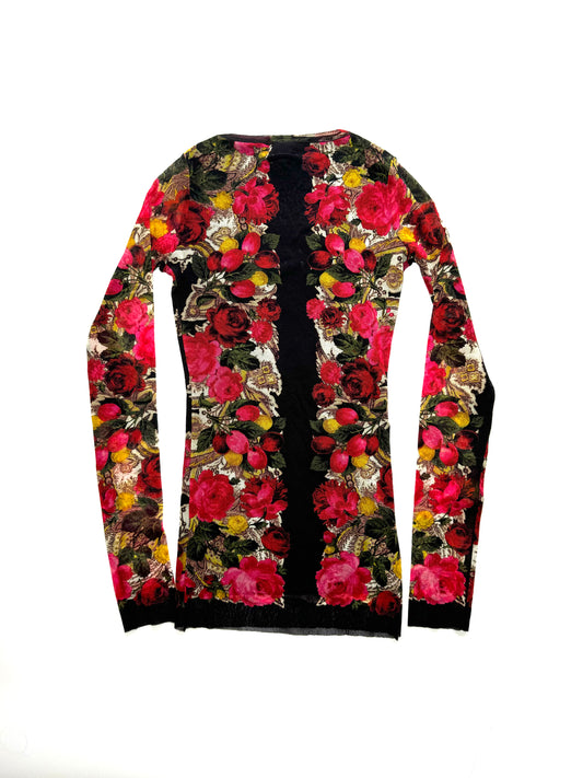 Jean Paul Gaultier floral printed mesh top