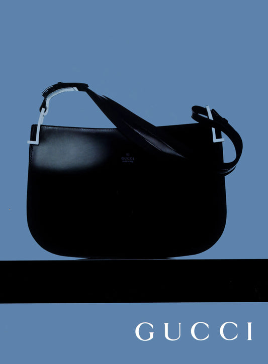 Gucci FW1998 Tom Ford era black glossy leather hobo