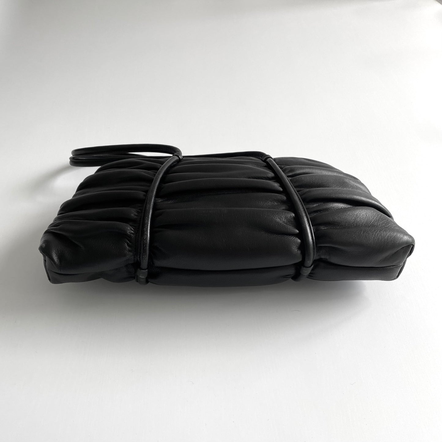 Moschino black woven leather shoulder bag