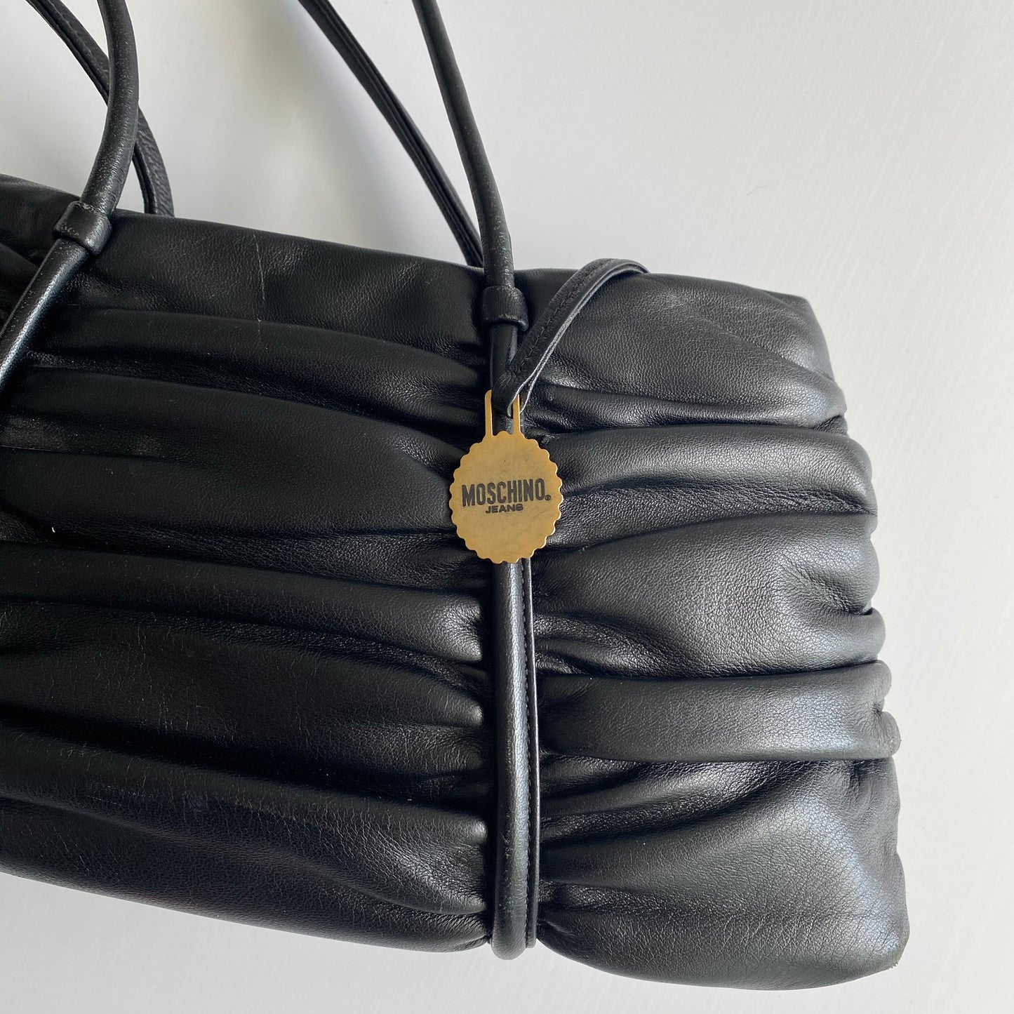 Moschino black woven leather shoulder bag