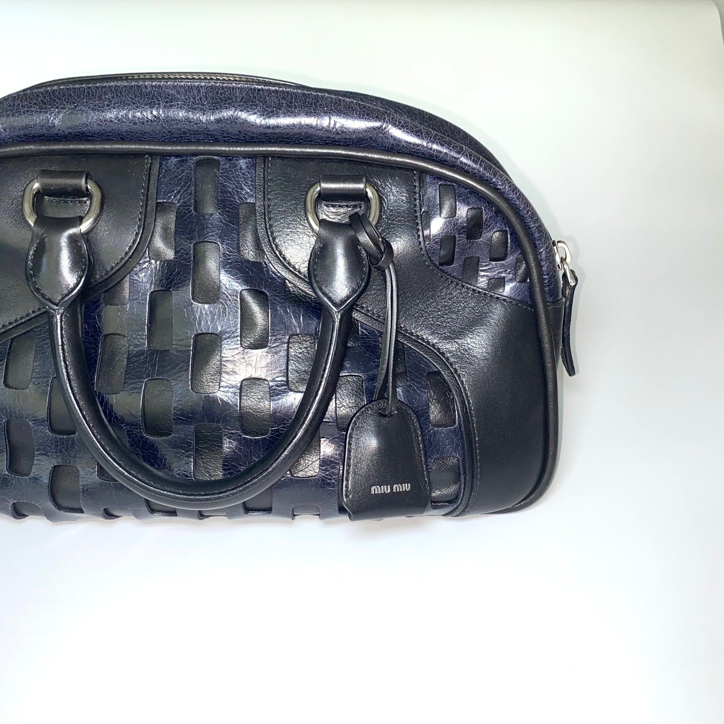 Miu Miu FW2008 black and navy bowling bag