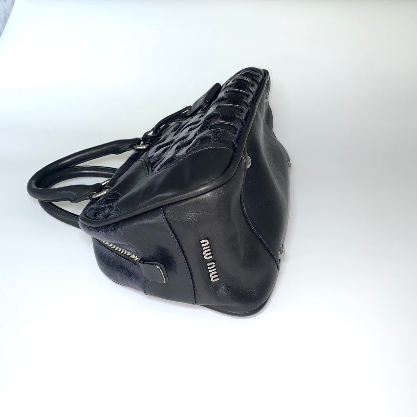 Miu Miu FW2008 black and navy bowling bag