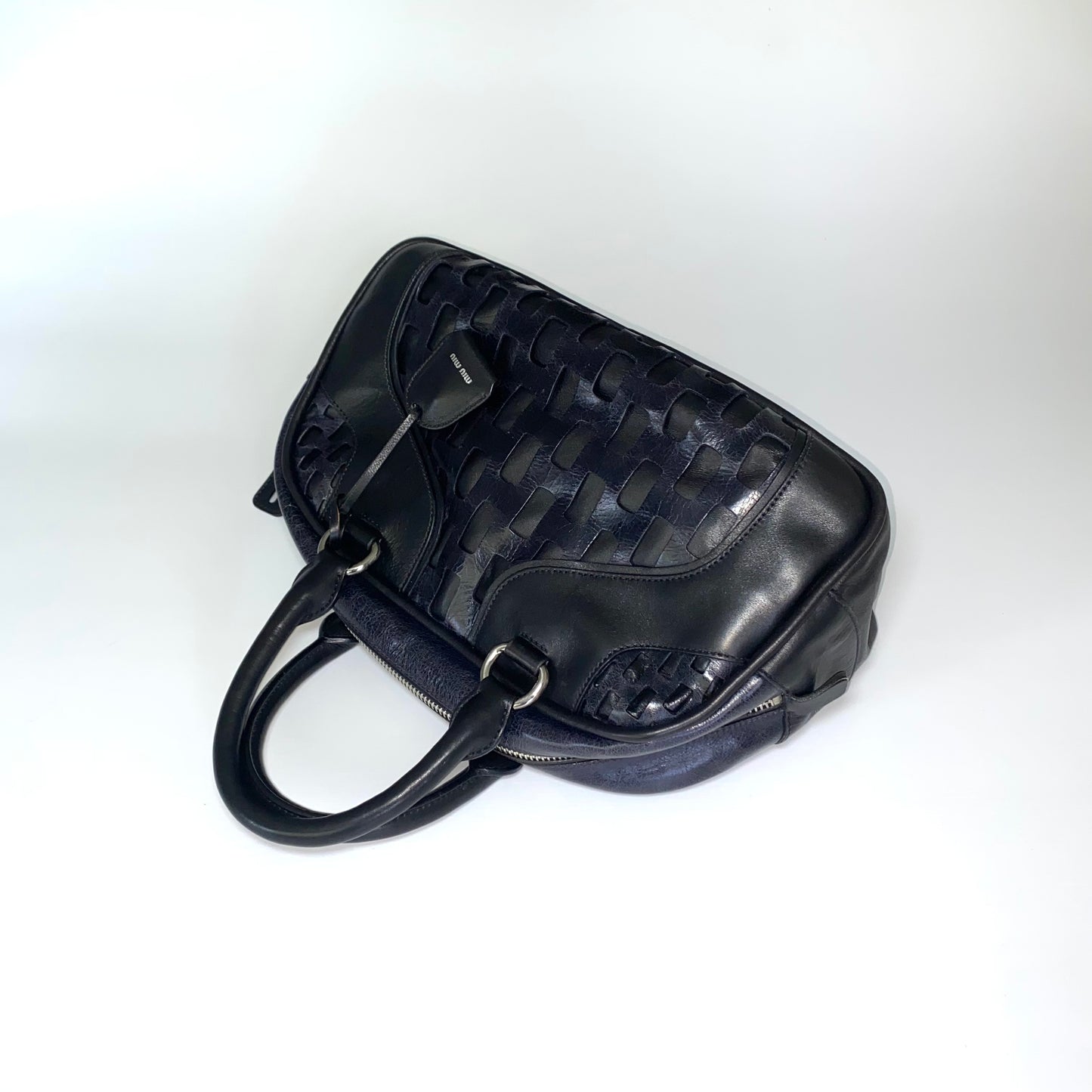 Miu Miu FW2008 black and navy bowling bag