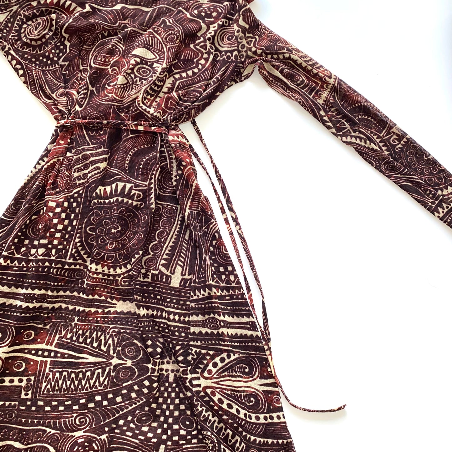 Jean Paul Gaultier brick-red and blue robe with ruffles