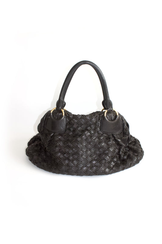 Miu Miu black woven leather handbag