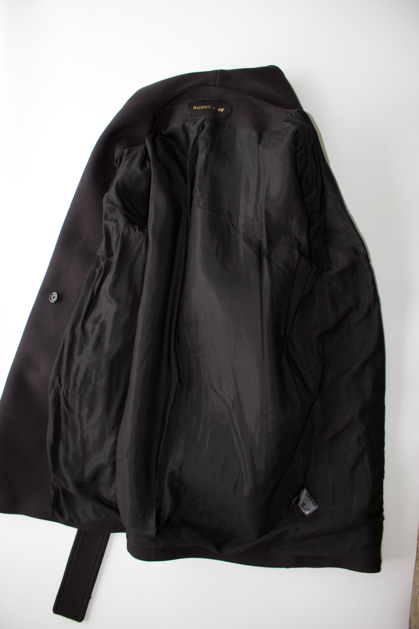 Balmain x H&M black wool coat