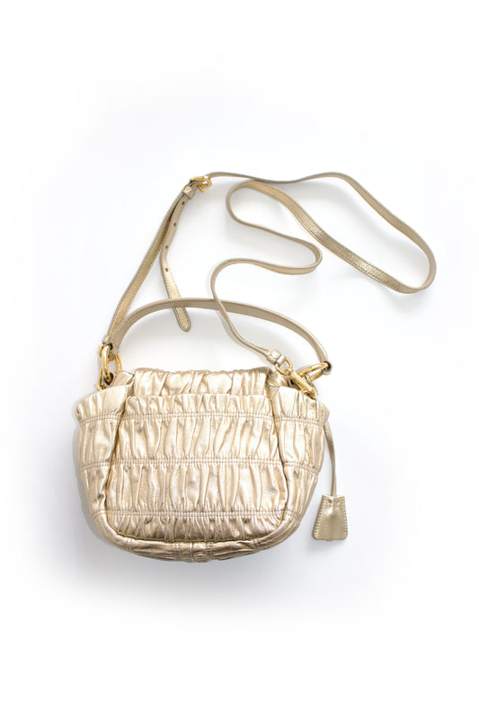 Prada golden gaufre leather crossbody bag