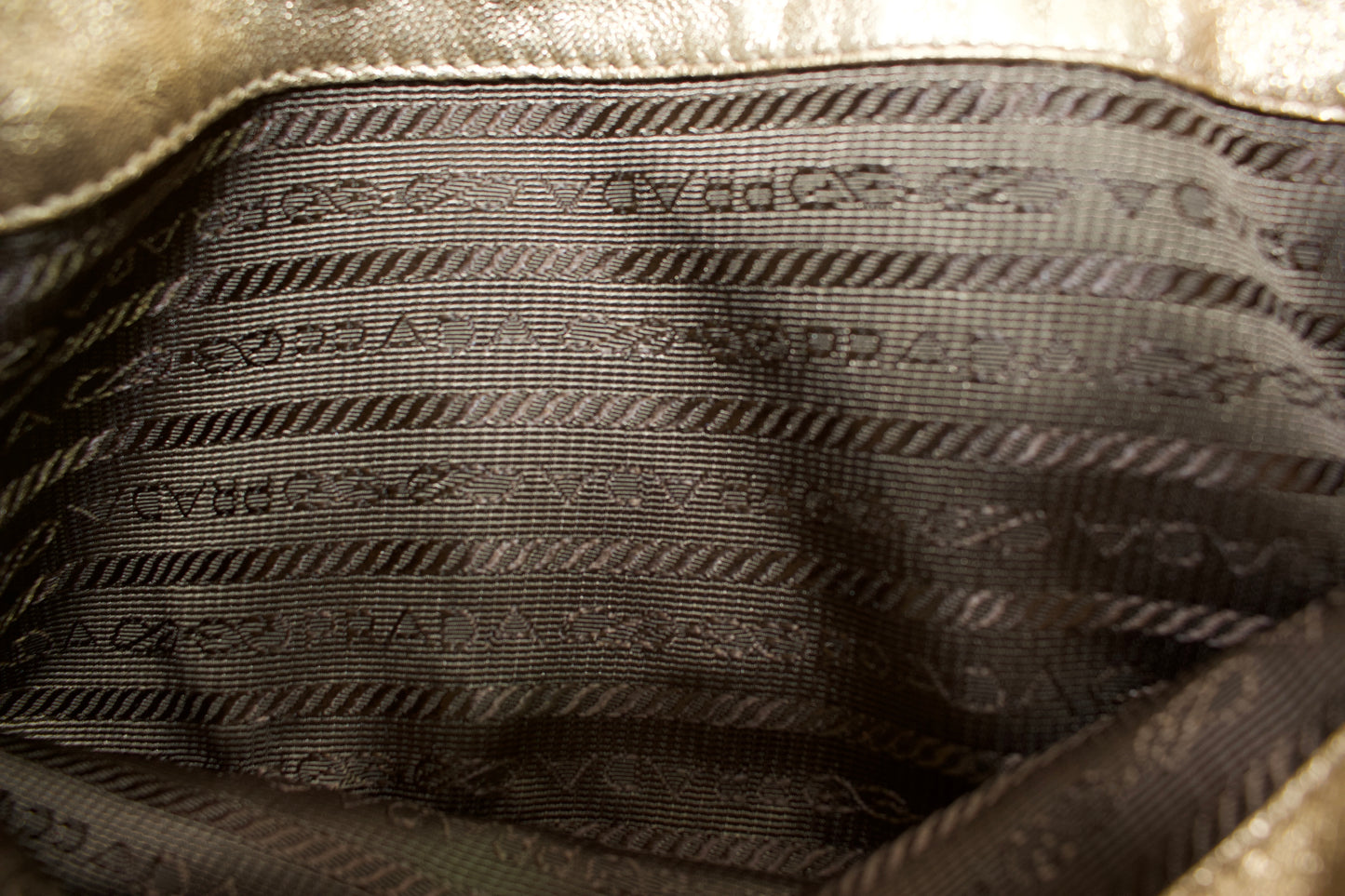 Prada FW 2008 golden lace & leather shoulder bag