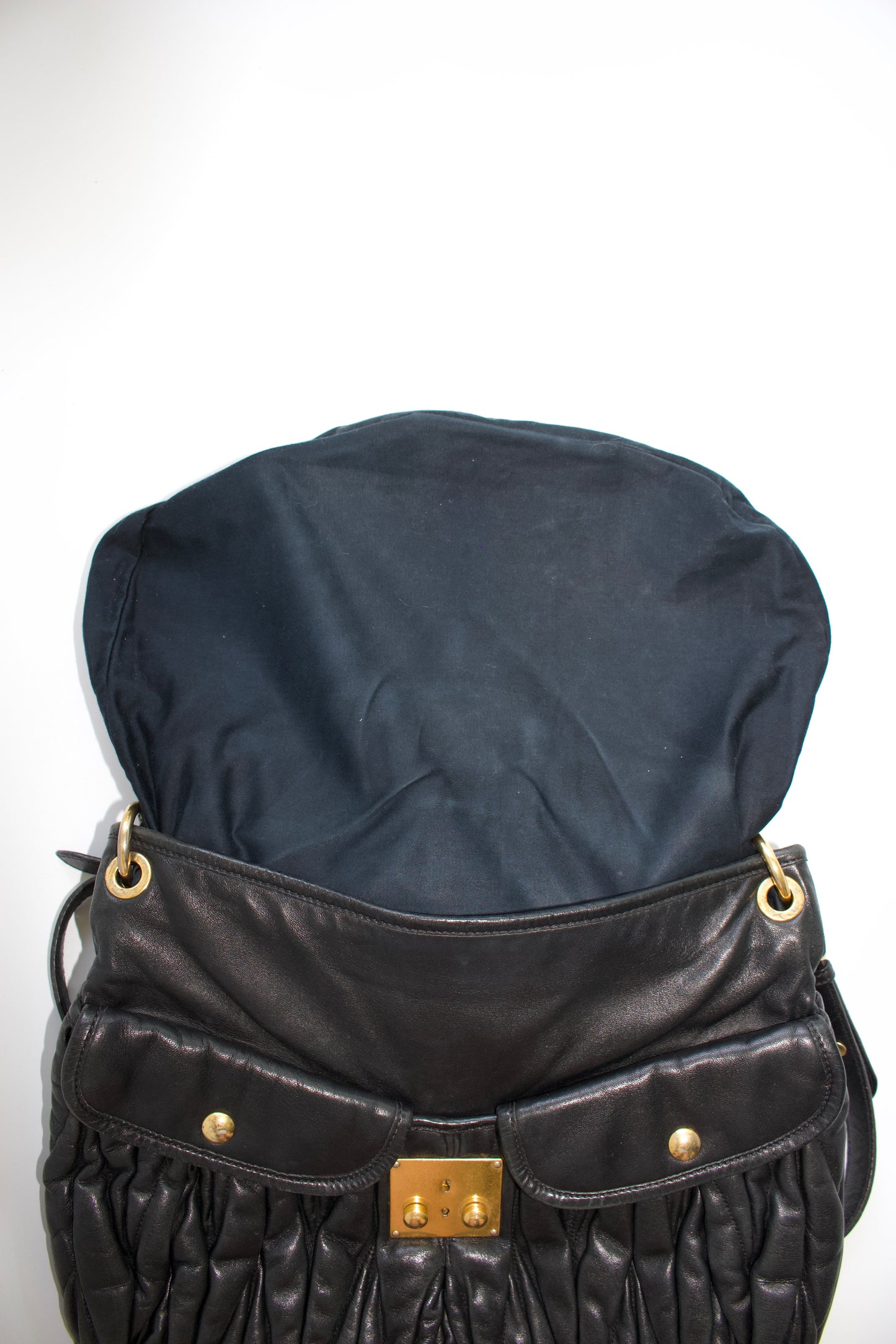 Miu Miu FW 2006 black matelasse leather Coffer bag
