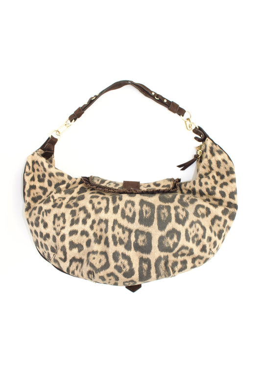 Roberto Cavalli cheetah print canvas shoulder bag