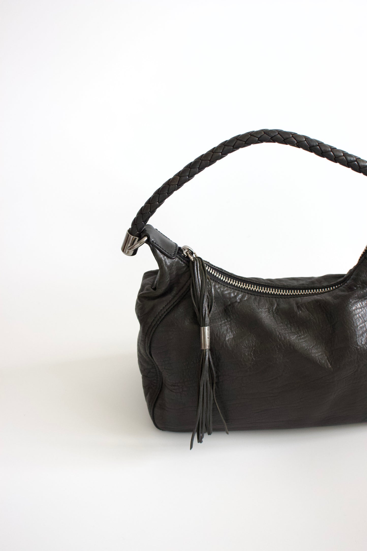 Miu Miu black napa leather hobo