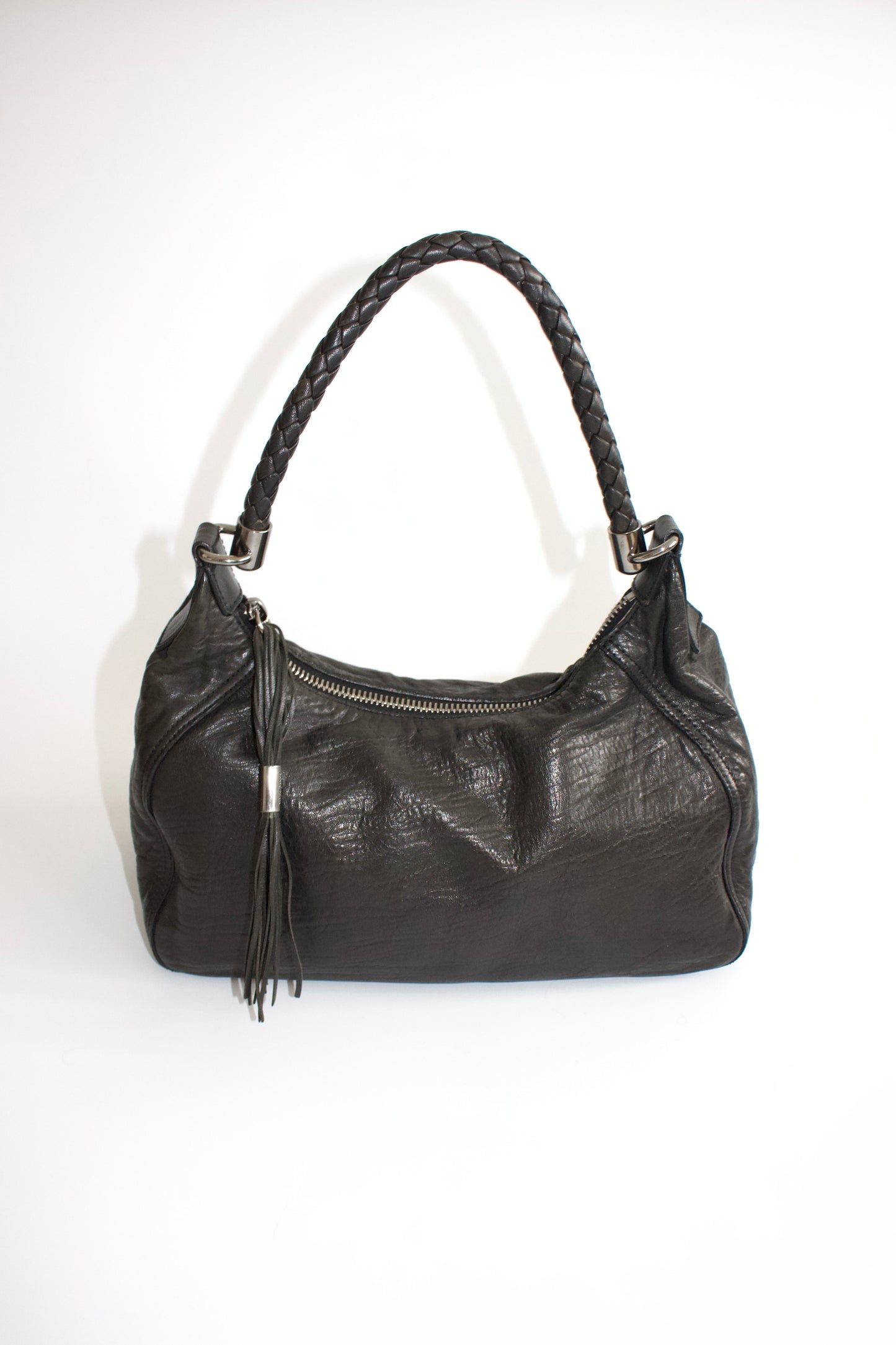 Miu Miu black napa leather hobo