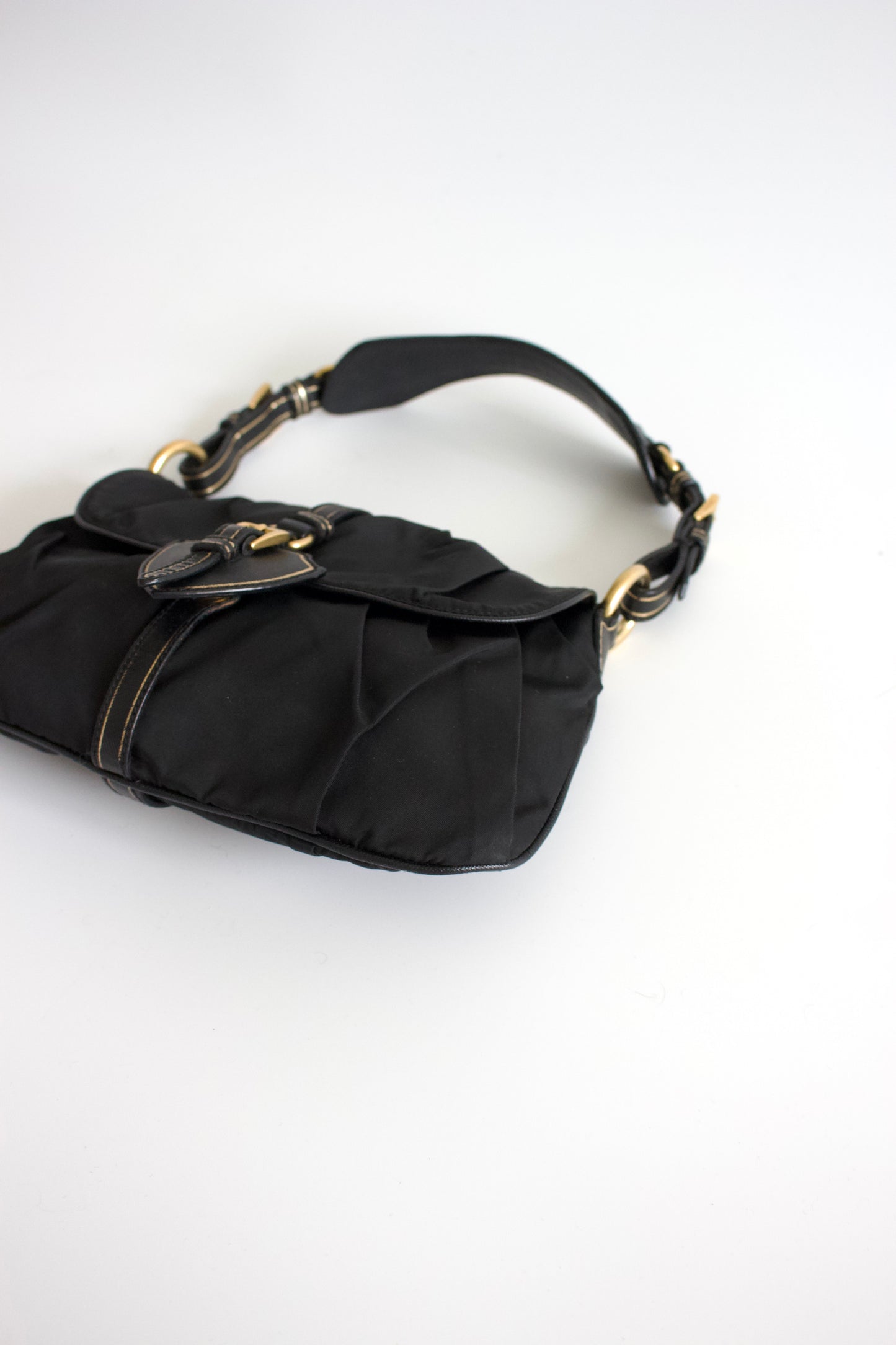 Prada 2000s black nylon baguette