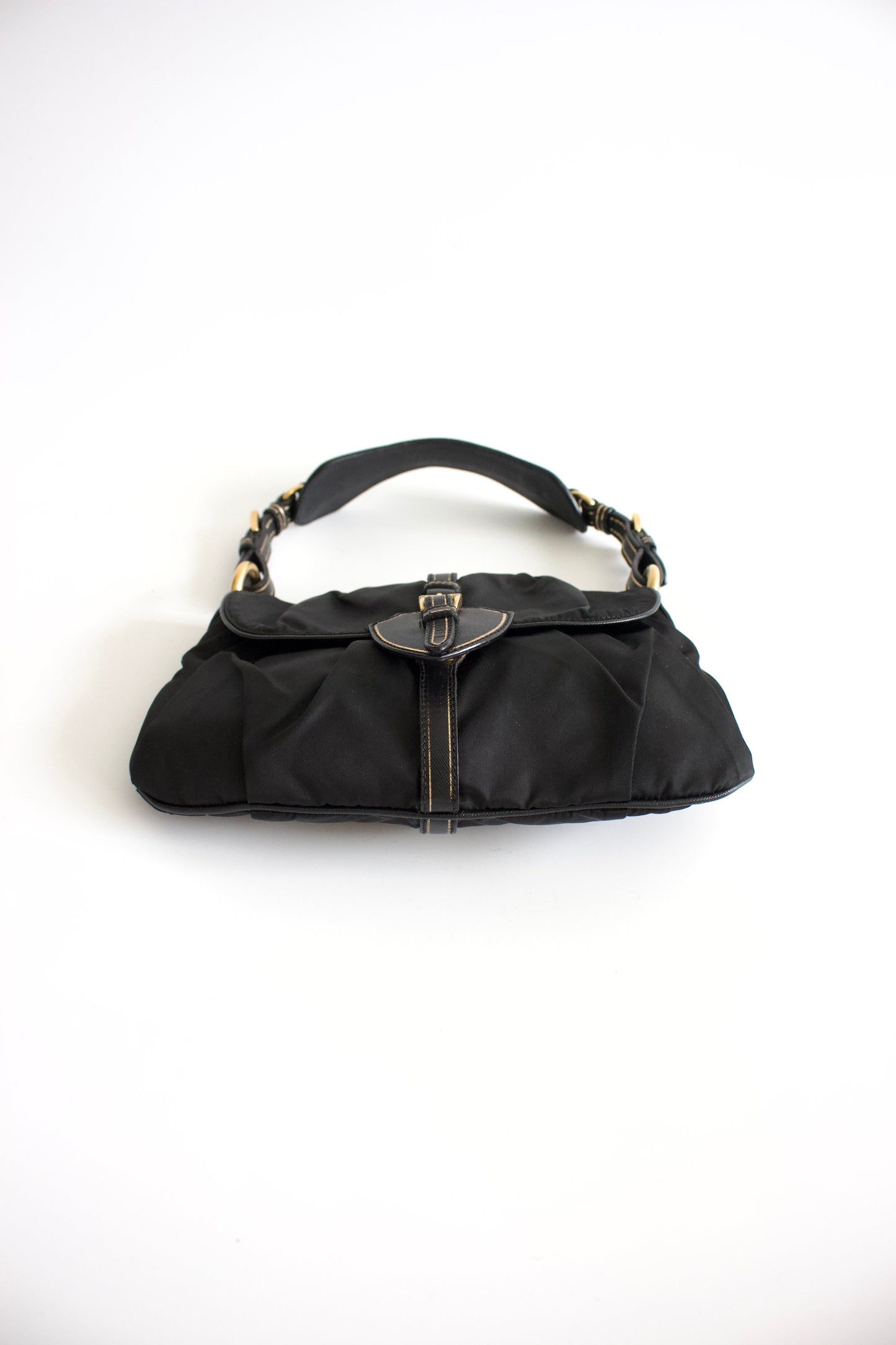 Prada 2000s black nylon baguette