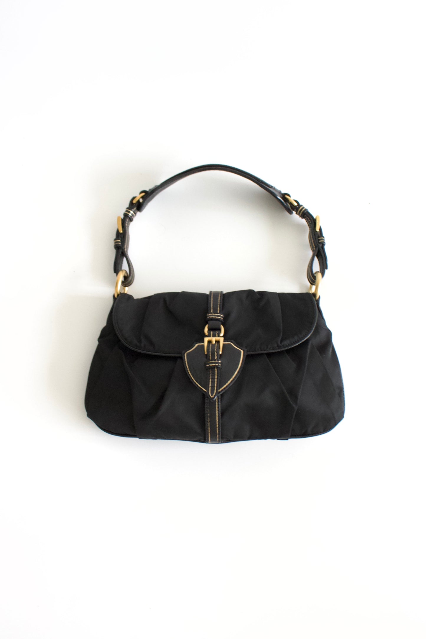 Prada 2000s black nylon baguette