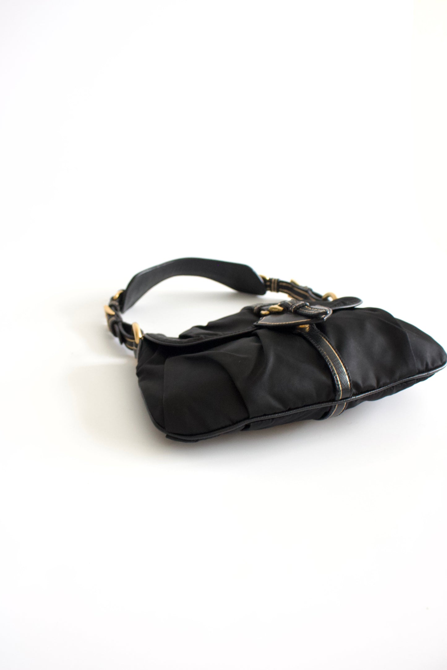 Prada 2000s black nylon baguette