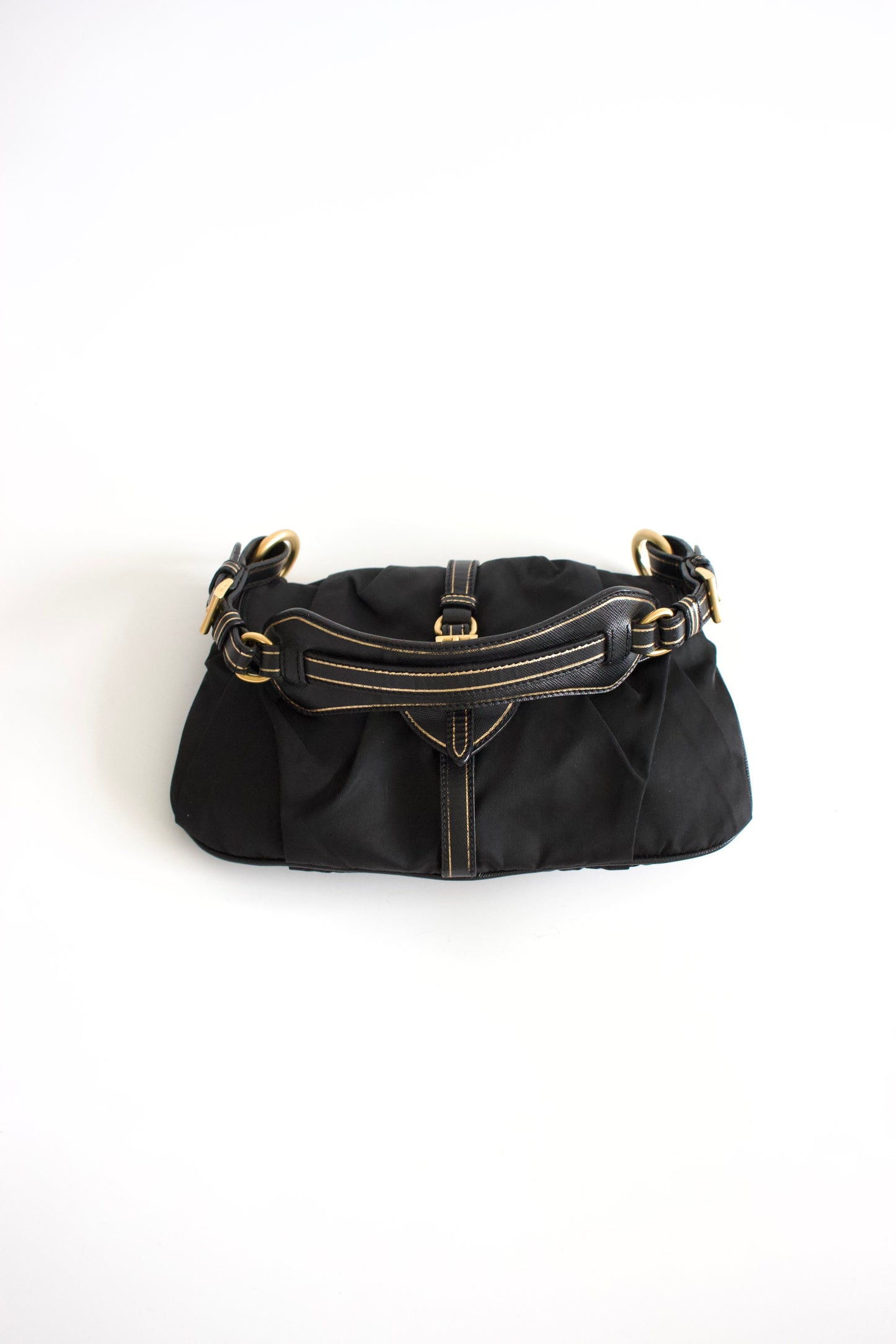Prada 2000s black nylon baguette