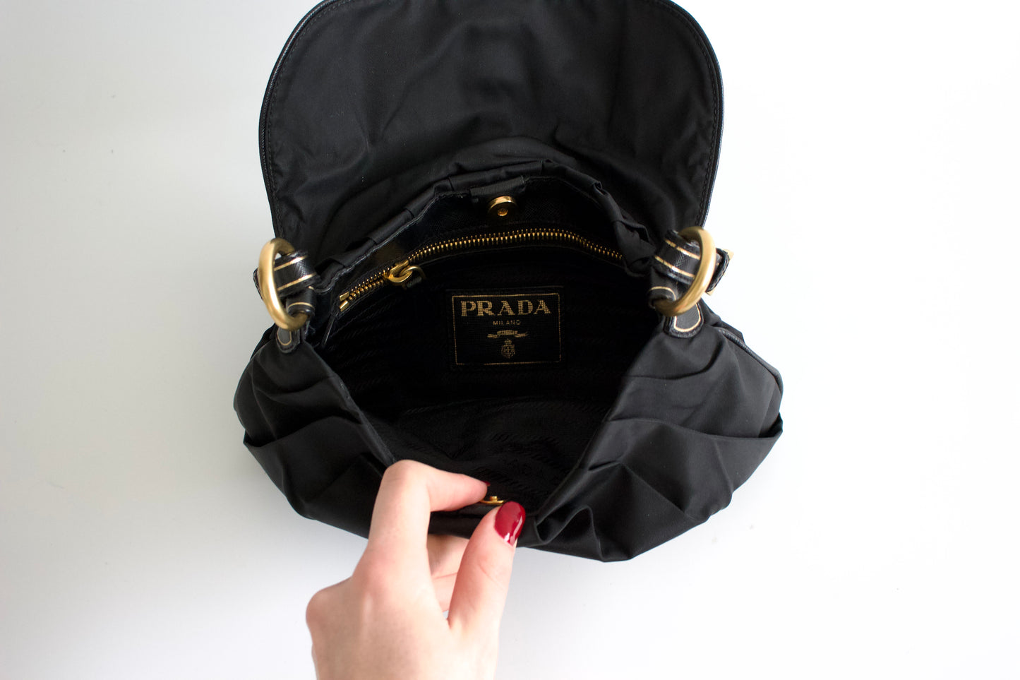 Prada 2000s black nylon baguette