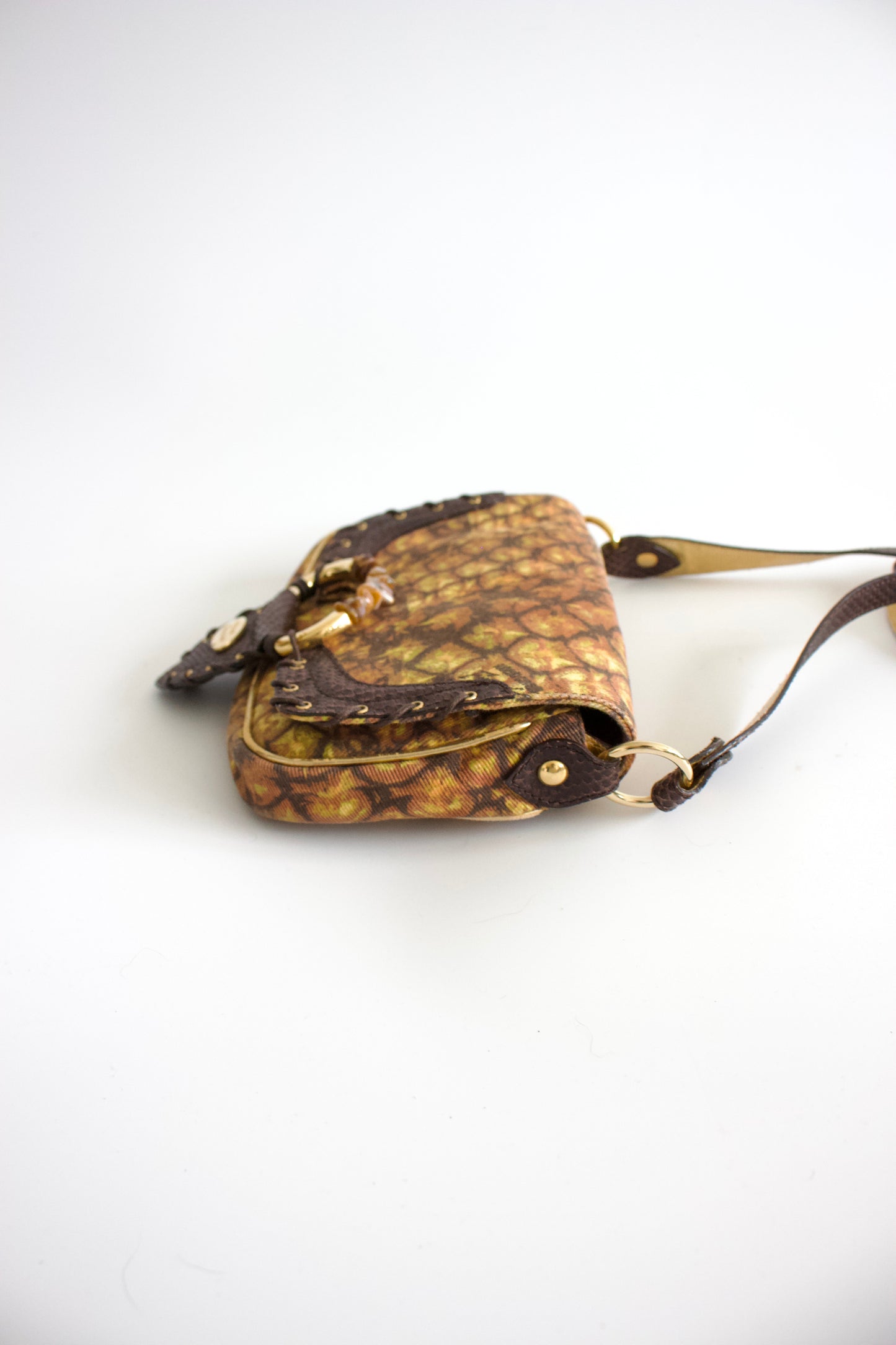 Roberto Cavalli brown and gold crossbody bag