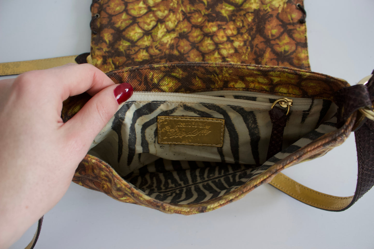 Roberto Cavalli brown and gold crossbody bag