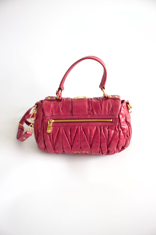 Miu Miu pink matelassé leather crossbody bag