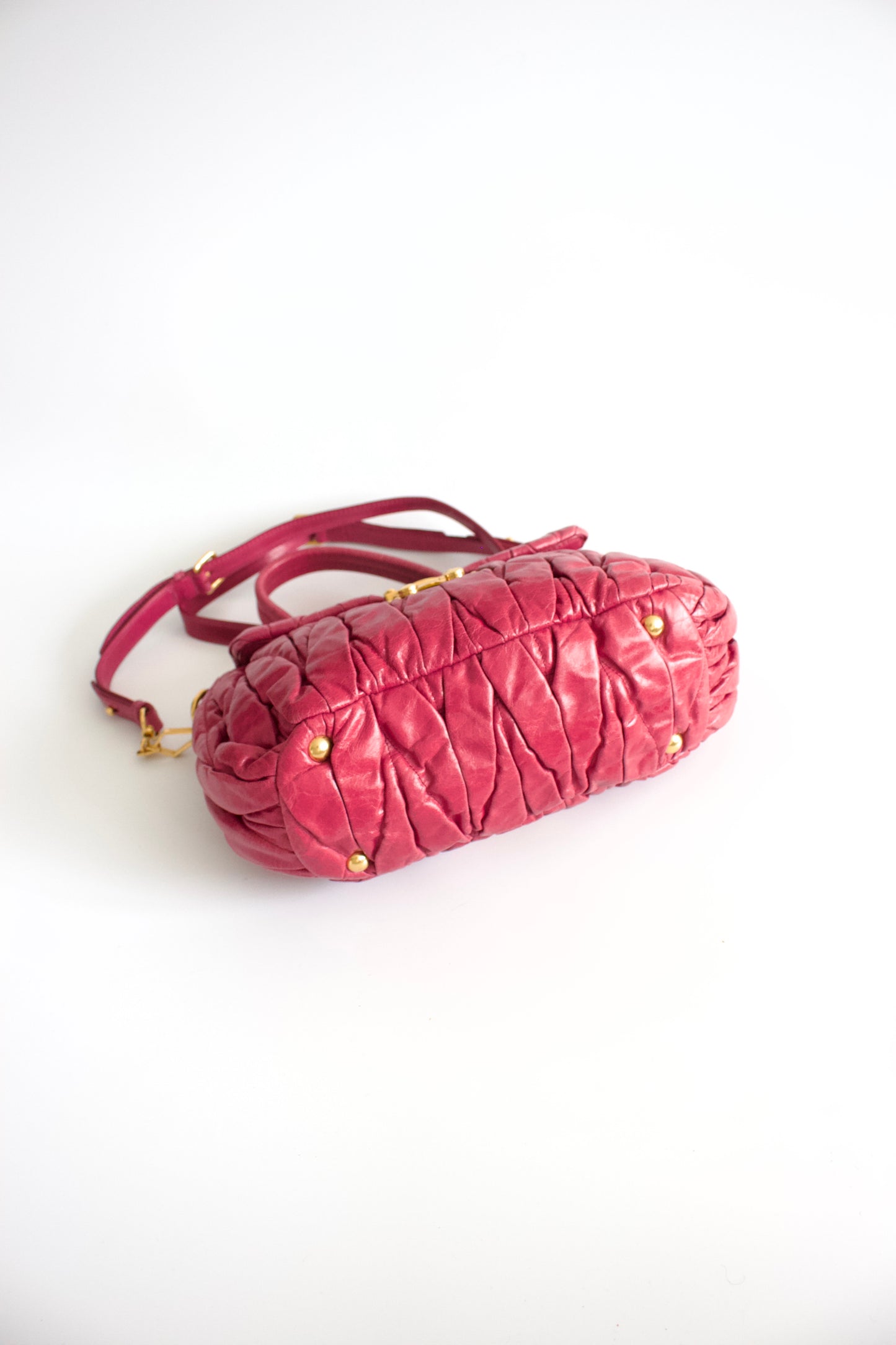 Miu Miu pink matelassé leather crossbody bag