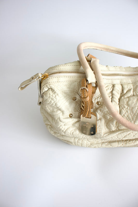 Etro white embossed leather shoulder bag