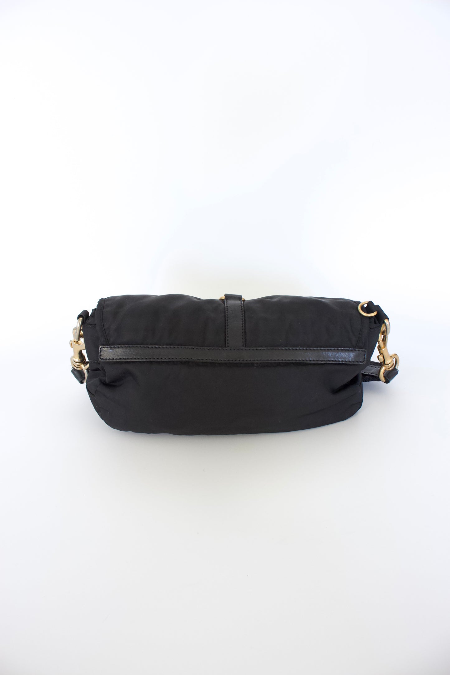 Miu Miu 2000s black nylon crossbody with carabiner