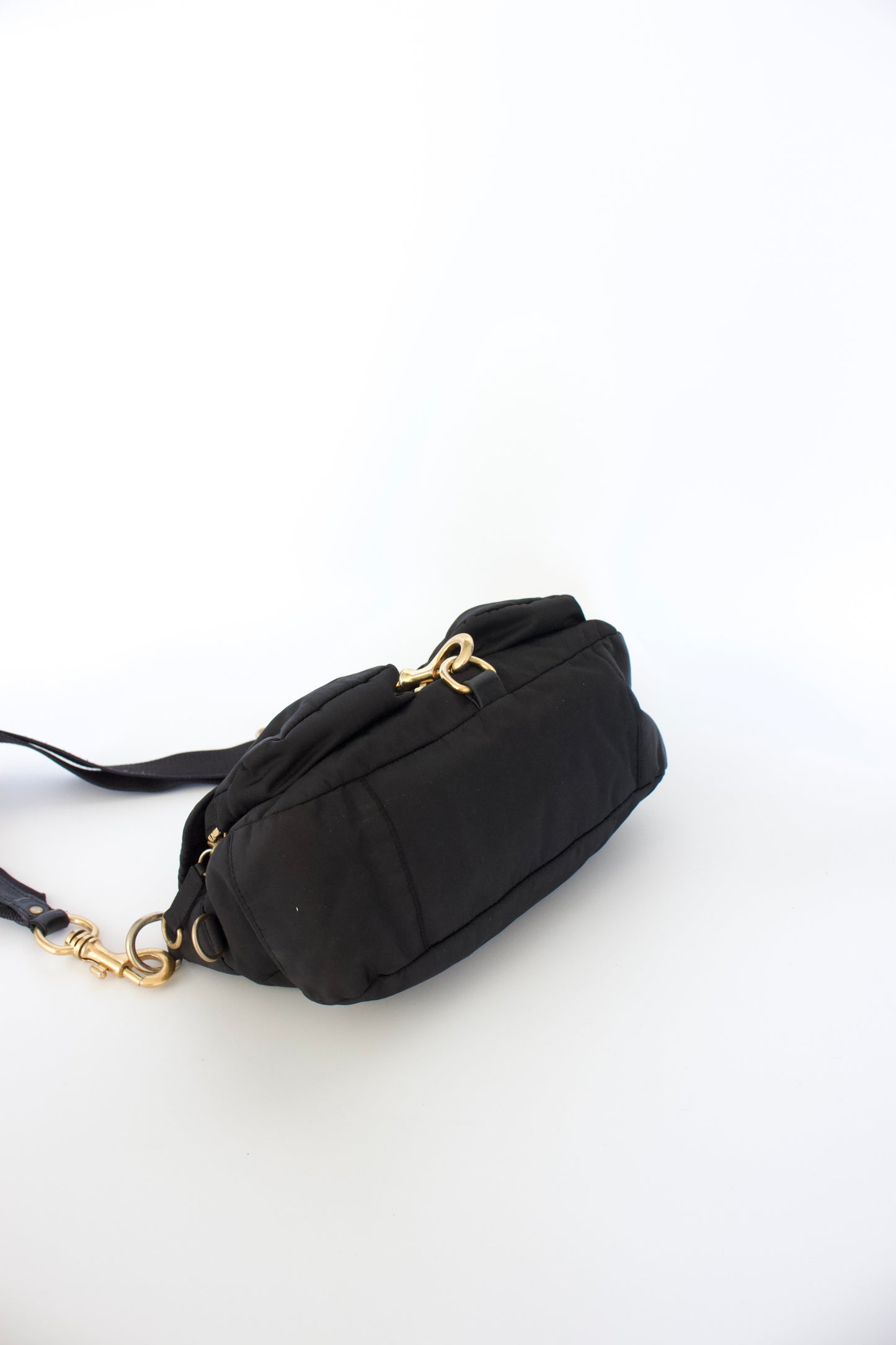 Miu Miu 2000s black nylon crossbody with carabiner